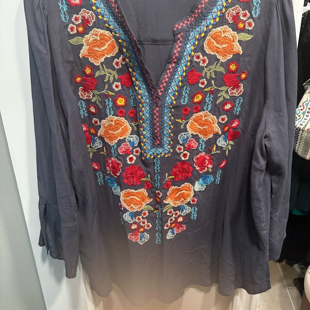 Embroidered Floral Women's Top